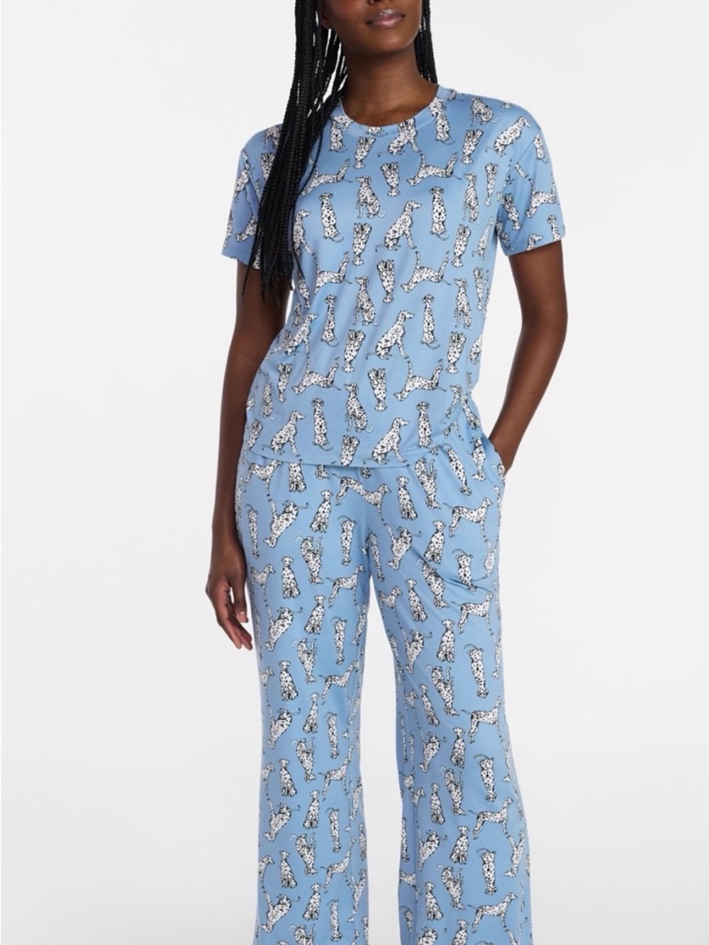 Blue Dalmatian Print Pajama Set